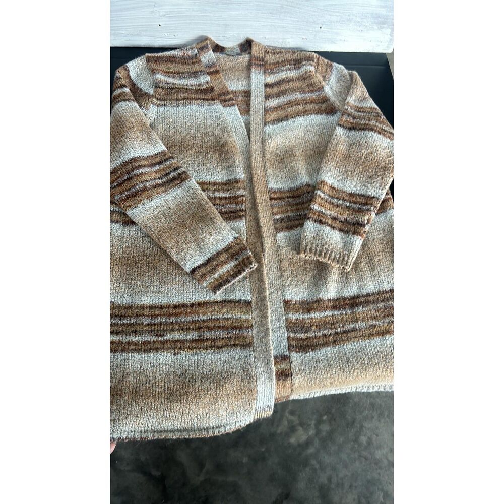 Women's Sweater Natural Reflections XXL 35 inches Long Brown & White